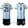 Conjunto (Camiseta+Pantalón Corto) Argentina Paulo Dybala 21 Primera Equipación Mundial 2022 - Niño